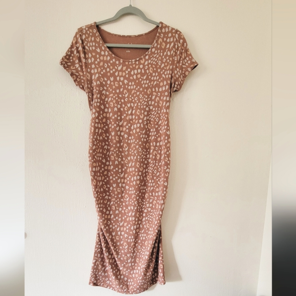 Isabel Maternity Animal Print Midi Dress Size Medium